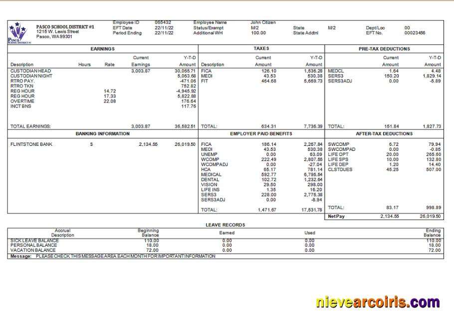 USA school employee sheet